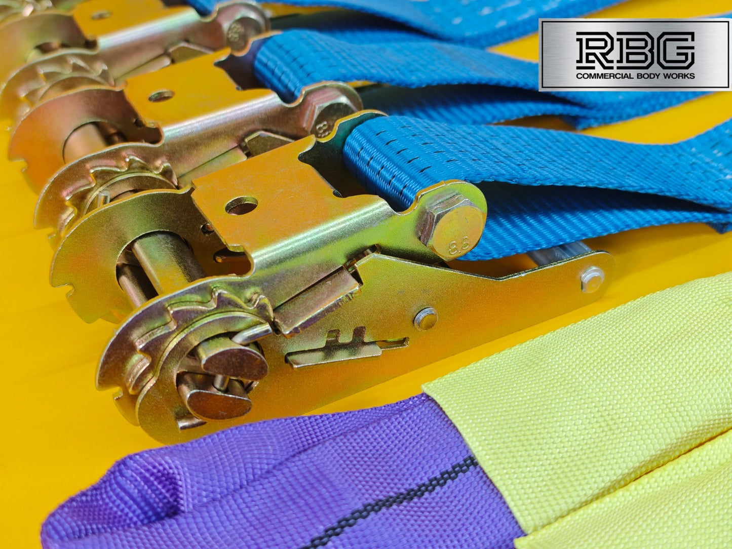 Recovery Ratchet Strap SET 4Pcs 5ton Tie Down Alloy Wheel High-Visibility Blue
