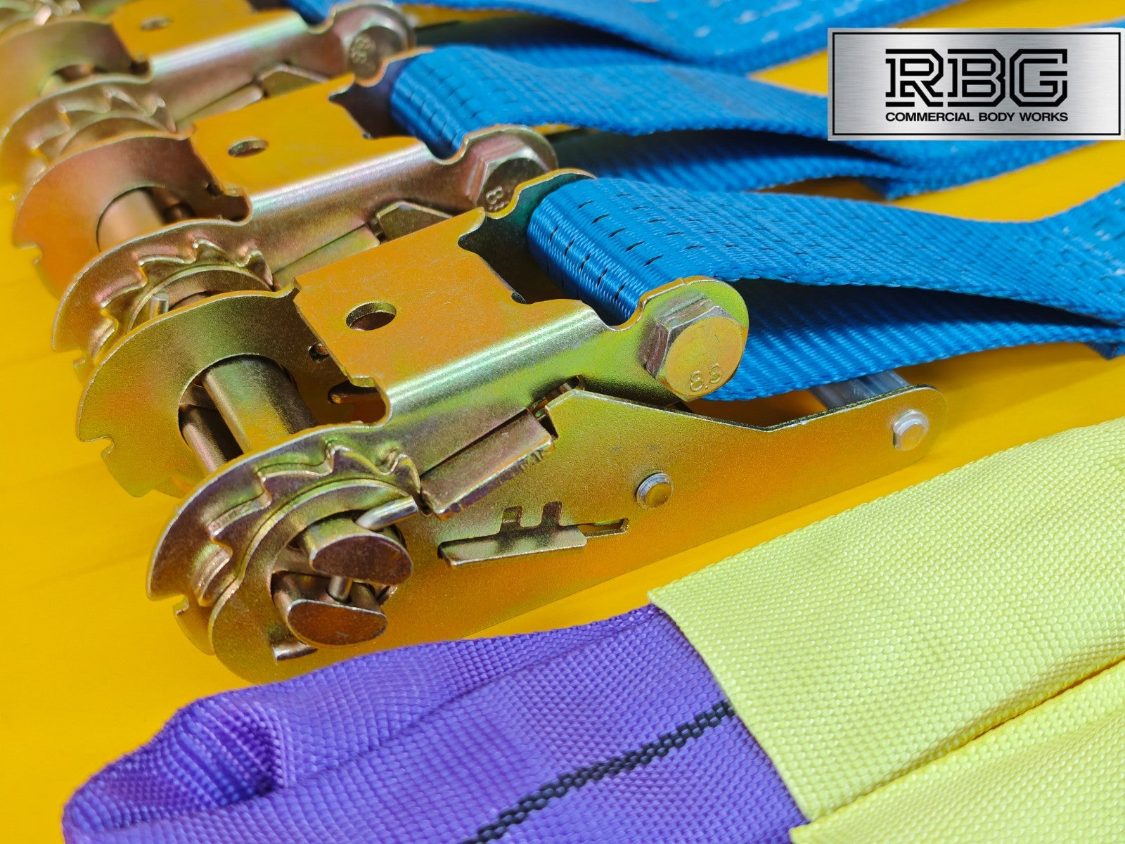 Recovery Ratchet Strap SET 4Pcs 5ton Tie Down Alloy Wheel High-Visibility Blue