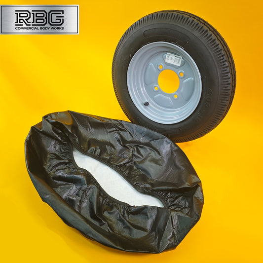 Spare Wheel & Tyre + Cover 400x10 for MP6815 Trailer 115mm PCD 10″ Diameter UK