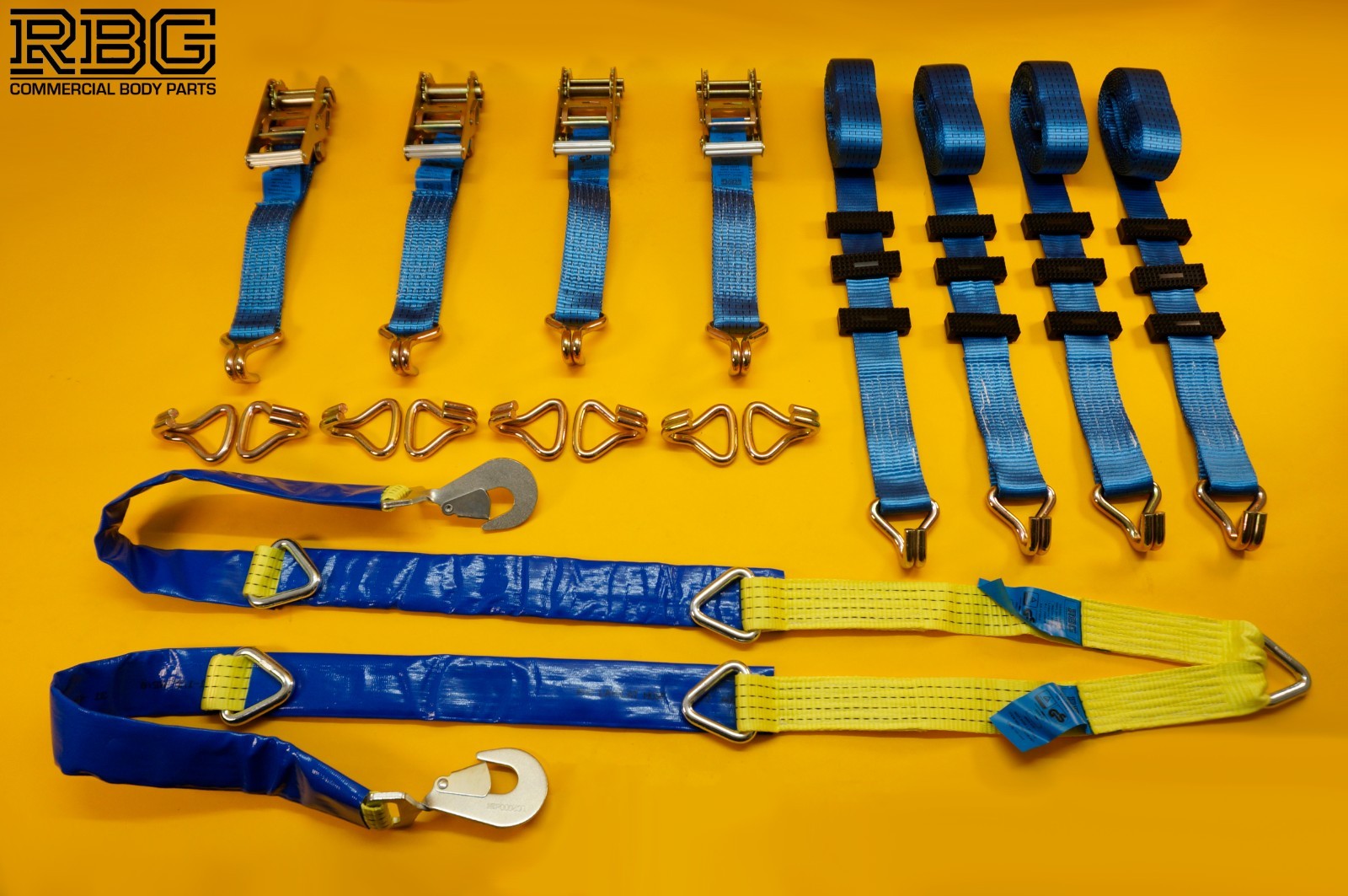 Recovery Ratchet Strap 4Pc SET 4m Over Wheel 50mm + Winching Assistance Strap