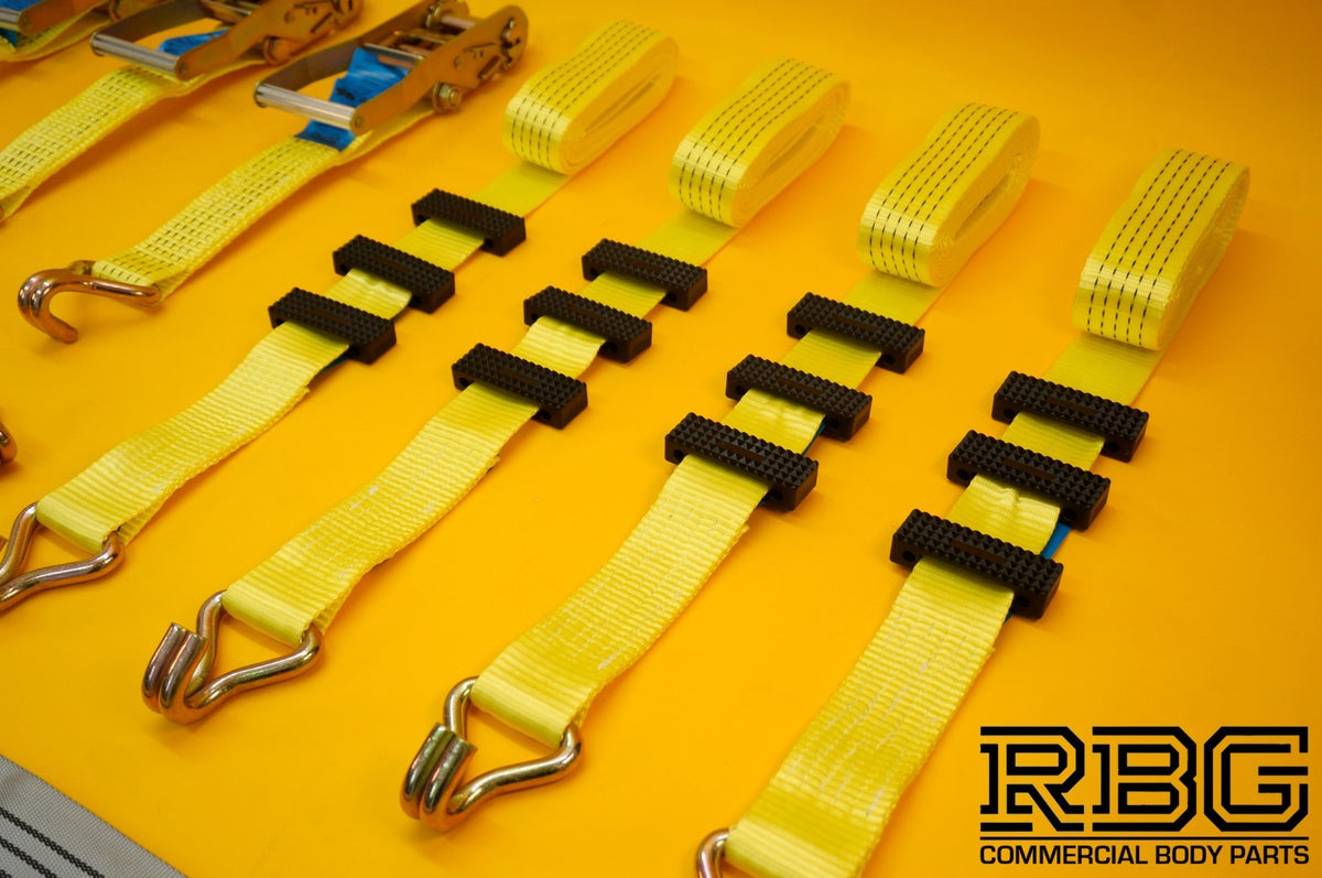 4x Tie Down Ratchet Strap 5T 4mx50mm Over Wheel + Axle Recovery Strap 1mx50mm