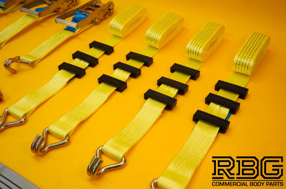 4x Tie Down Ratchet Strap 5T 4mx50mm Over Wheel + Axle Recovery Strap 1mx50mm