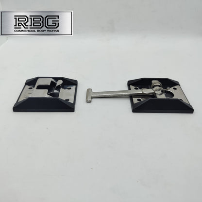 1x Door Retainer Sprung T Hook 95mm + Catch Plate & Bases Horsebox Trailer Truck