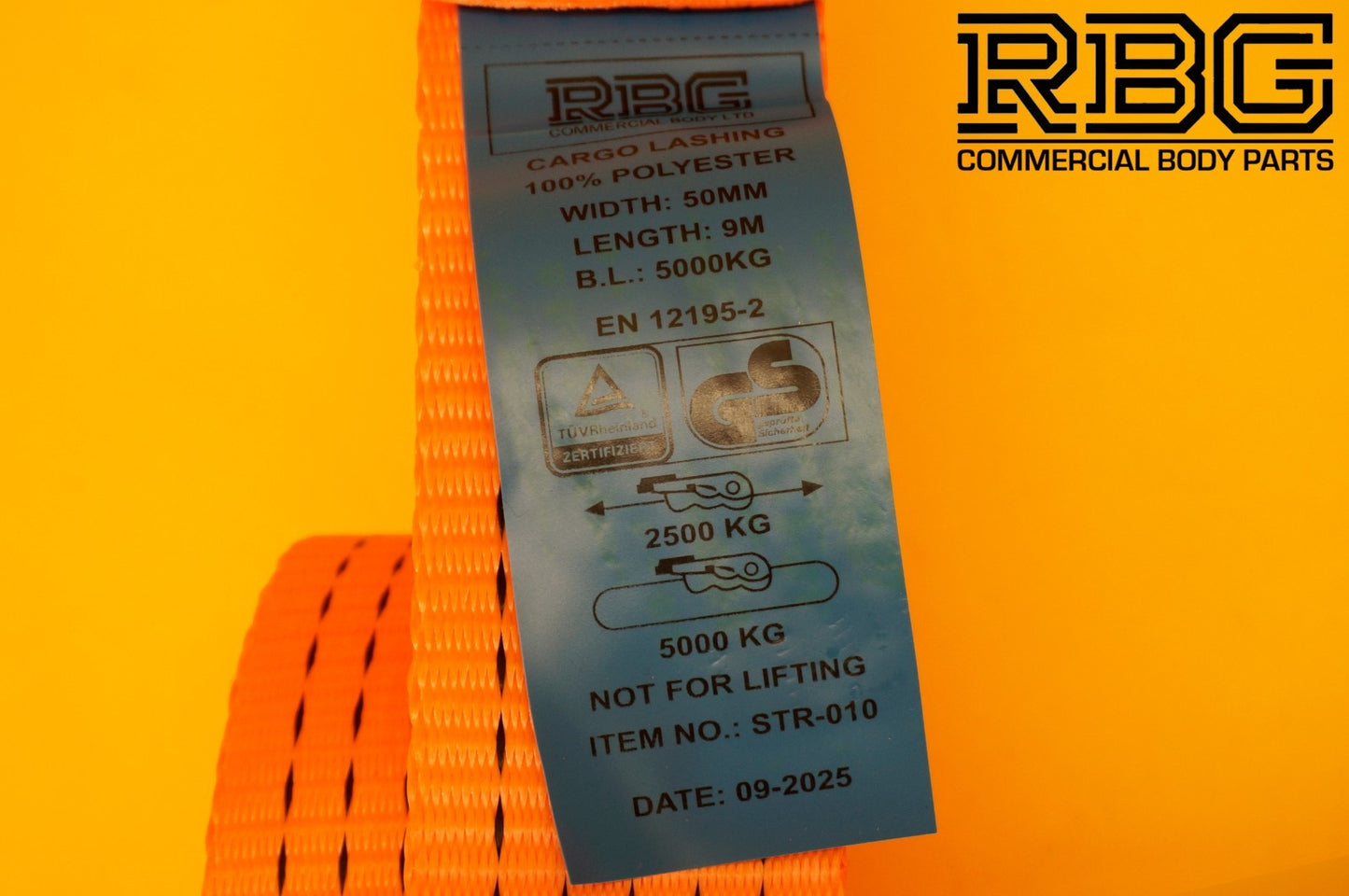 Ratchet Tie Down 50mm Strap 5ton High-Vis Orange 9m Lashing Cargo Recovery