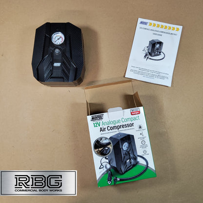 Car Tyre Air Compressor Analogue Pump Maypole Compact Cord 12V Tyre Inflator LED