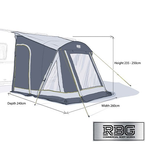 Stoneleigh Poled Porch Awning 260cm for Caravan Motorhome Water Resistant UK