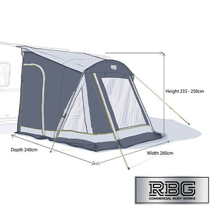 Stoneleigh Poled Porch Awning 260cm for Caravan Motorhome Water Resistant UK