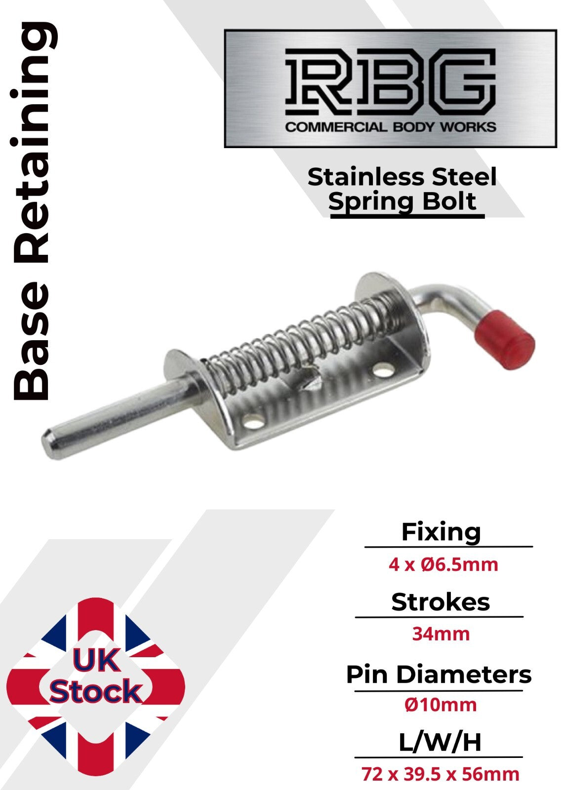 Spring Loaded Retaining Shoot Bolts - Gate Door Catch Stable Horse Box Trailer