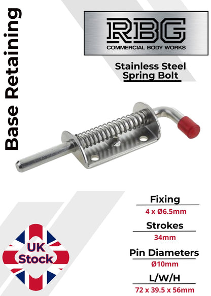 Spring Loaded Retaining Shoot Bolts - Gate Door Catch Stable Horse Box Trailer