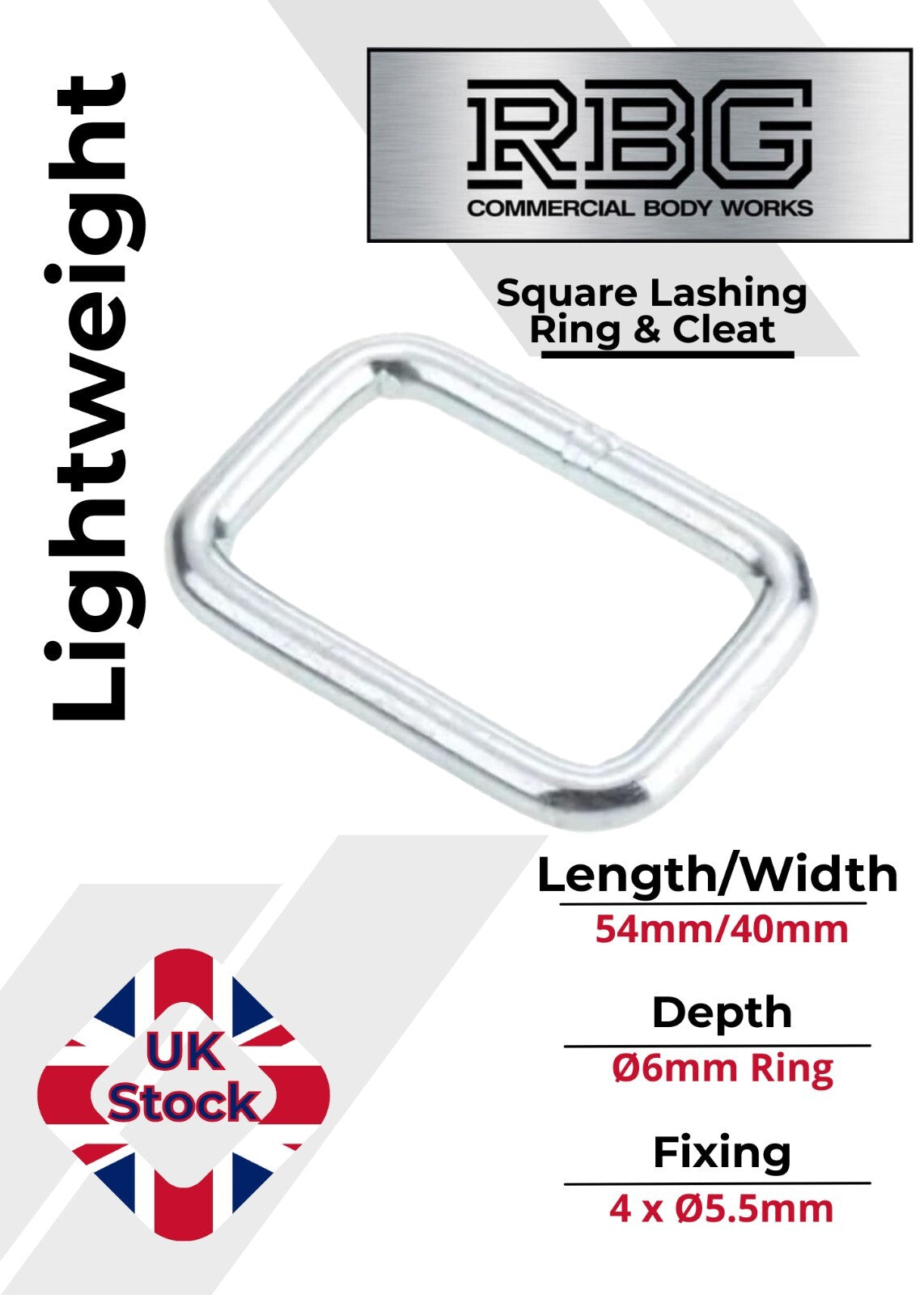 2x Square Lashing Ring & Cleat Zinc Plated for Trailer Caravan Horsebox Truck