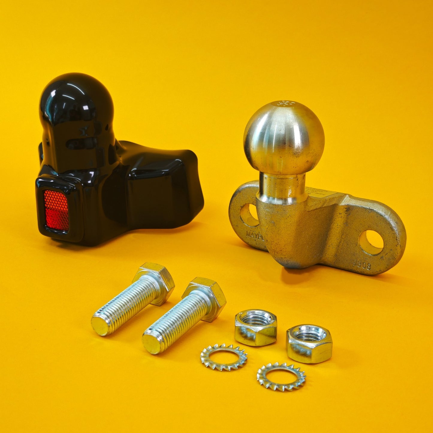 Tow Ball + Cover PVC With Reflector 50mm Tow Hitch Silver Heavy Duty Standard UK