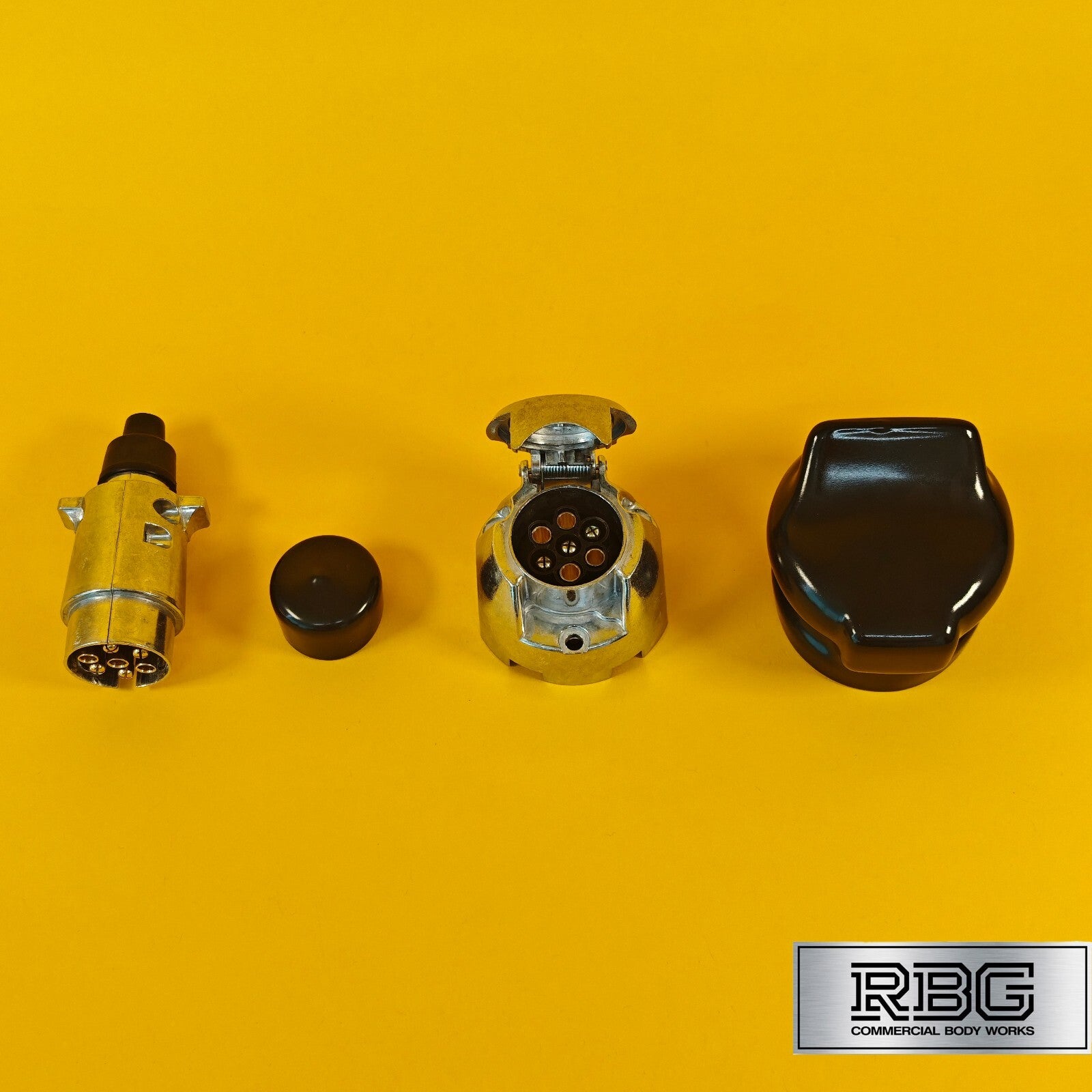 Aluminium Socket & Plug + PVC Socket & Plug Covers SET 7 Pin 12N Type Trailer