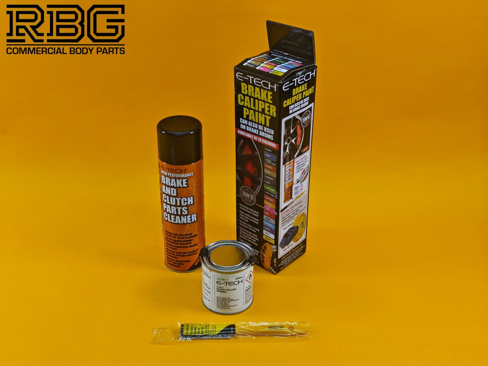 Brake Caliper Paint Kit YELLOW Paint + Cleaner + Brush E-TECH For Car Vehicle UK