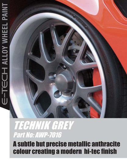 2x Alloy Wheel Paint TECHNIK GREY + 1x Clear Lacquer Spray Car Refurbishment