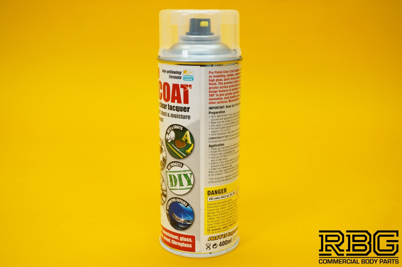 PRO Finish Clear Coat Lacquer Spray for Metal Glass Plastics Aluminium Surfaces