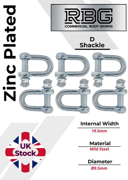 D Shackle Heavy Duty Hex Flush Pin Dee Shackle 19.5mm - 26mm Load Securing