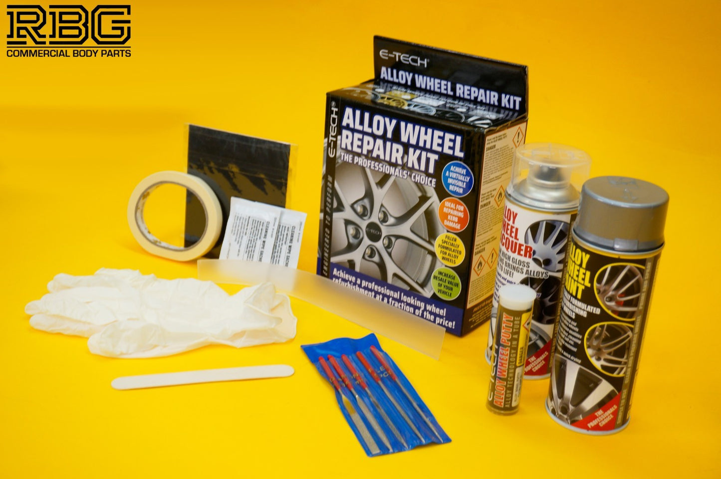 Alloy Wheel Repair Kit SILVER Wheel Spray Paint Refurbishment  + Lacquer E-TECH