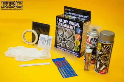Alloy Wheel Repair Kit SILVER Wheel Spray Paint Refurbishment  + Lacquer E-TECH