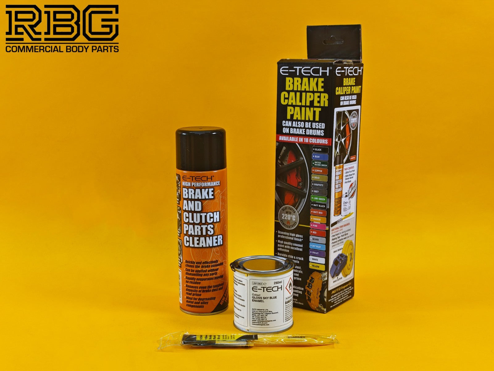 Brake Caliper Paint Kit GLOSS SKY BLUE Paint + Cleaner + Brush E-TECH UK