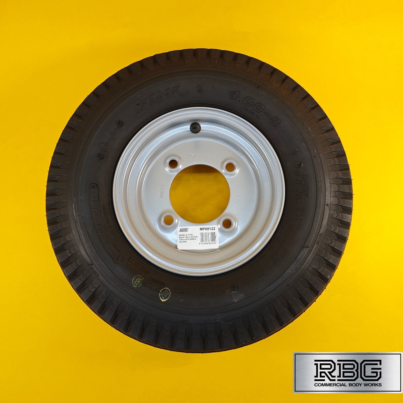Wheel & Tyre 4.80x8 4.00x8 400x8 for Maypole MP6812 Erde 121, Erde 122 Trailers