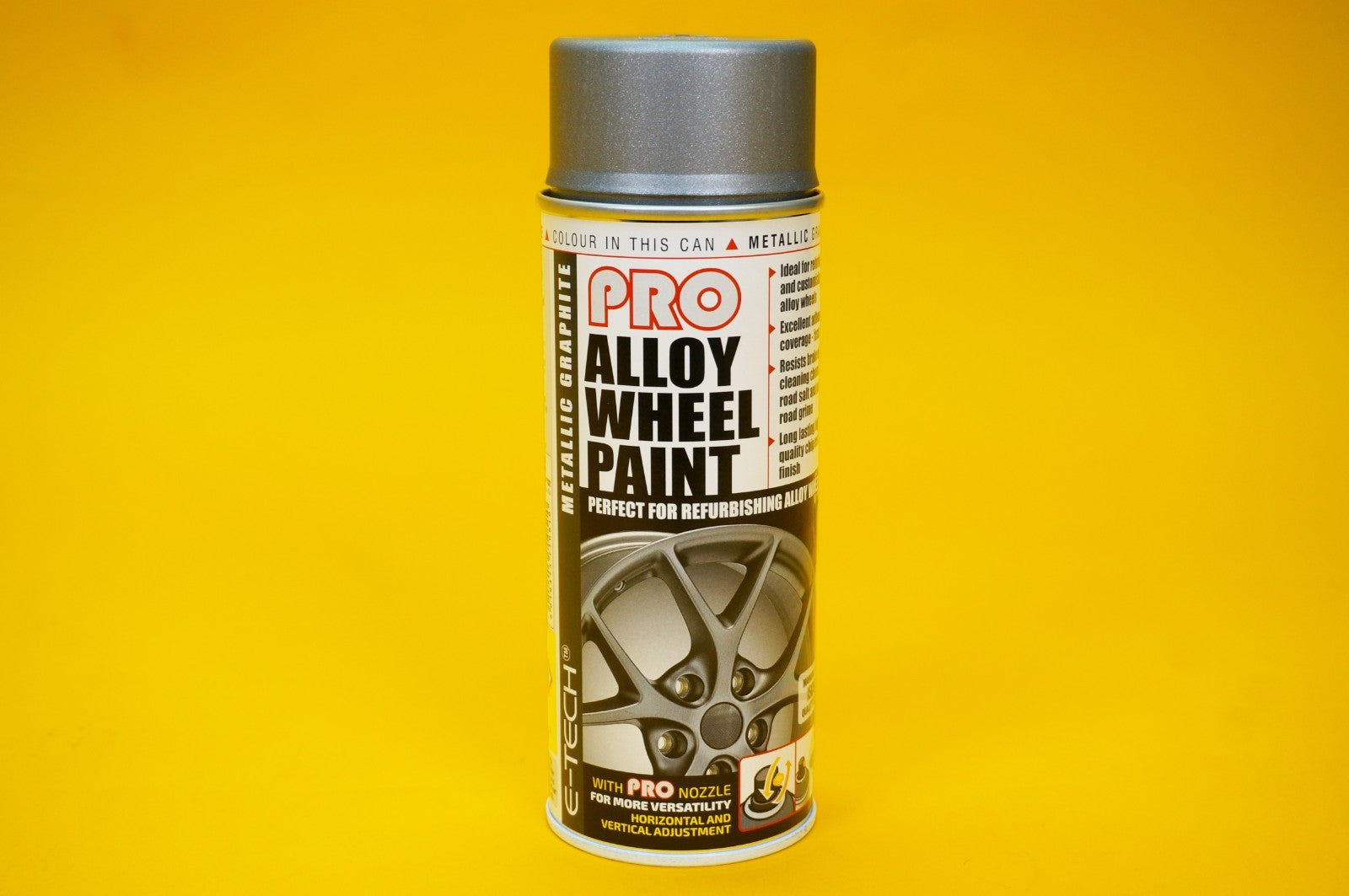PRO Alloy Wheel Paint METALLIC GRAPHITE GREY Refurbish & Refresh Spray E-TECH