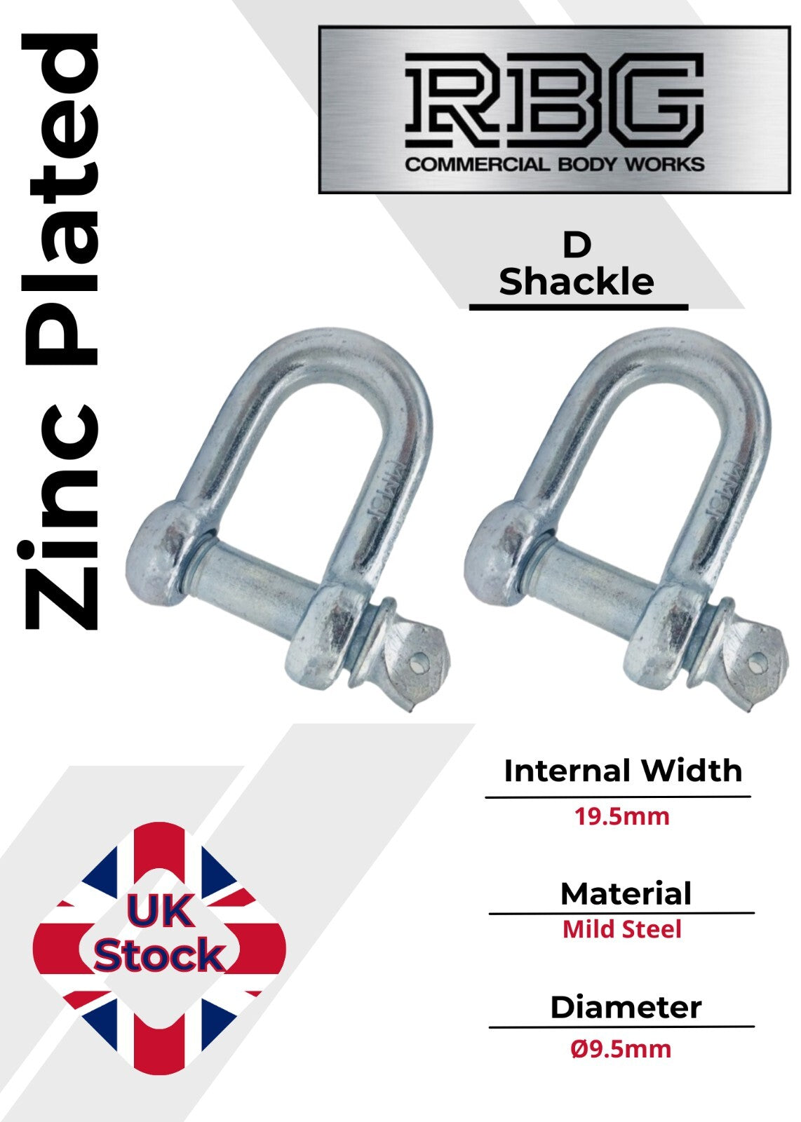 D Shackle Heavy Duty Hex Flush Pin Dee Shackle 19.5mm - 26mm Load Securing
