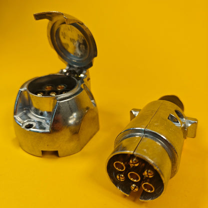 Aluminium Socket + Plug 7 Pin 12N Type For Trailer Caravan Towing 12V Towbar