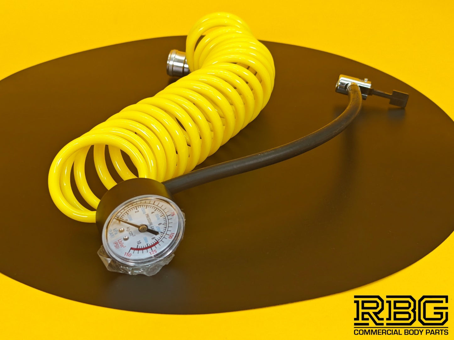 Air Compressor Pressure Gauge, Inflator Hose Connector & Recoil Hose Assembly