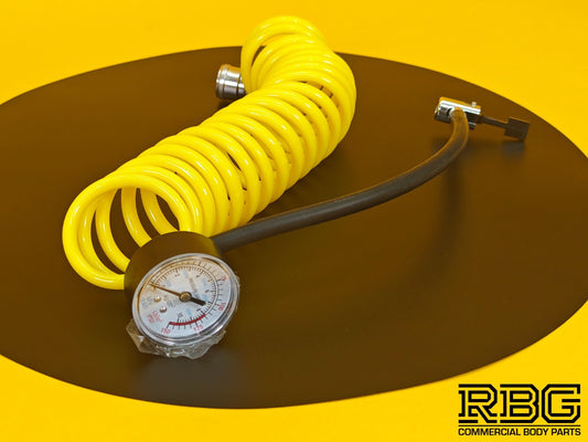 Air Compressor Pressure Gauge, Inflator Hose Connector & Recoil Hose Assembly