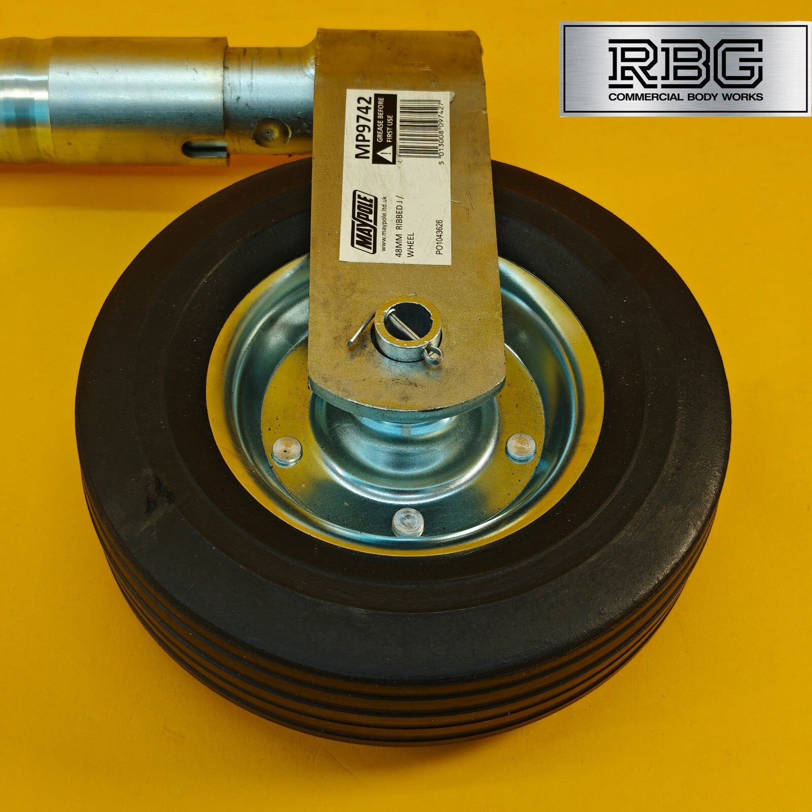 48mm Jockey Wheel Ribbed Heavy Duty 300kg Trailer Ifor Williams 630-860mm