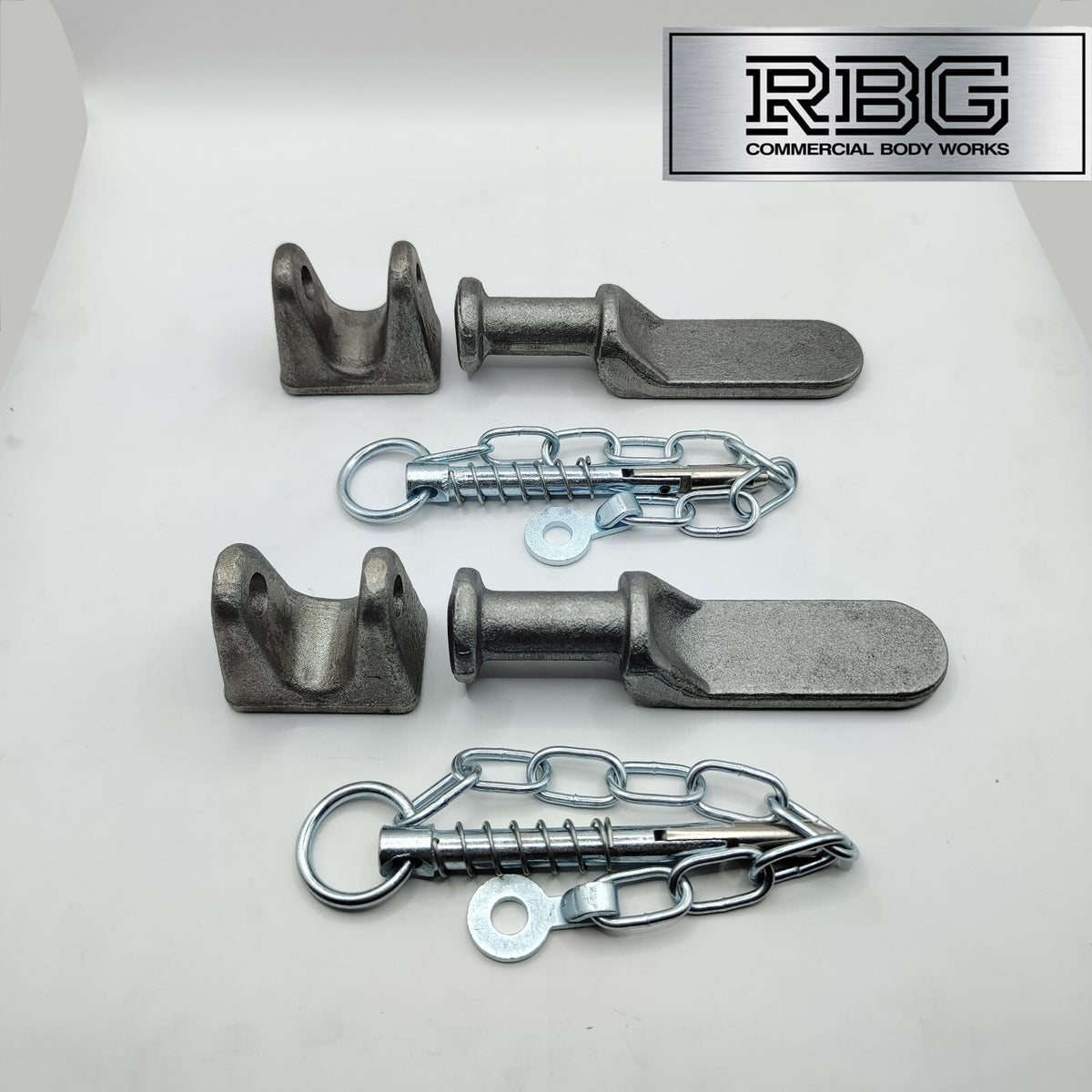 2x Tailboard Forket, Lug & SPRING LOADED Sword Pin & Chain Truck Trailer Drop