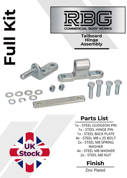 Tailgate Hinge Assembly Set/Kit for Tailboard, Tippers, Trucks, Trailers, Skips
