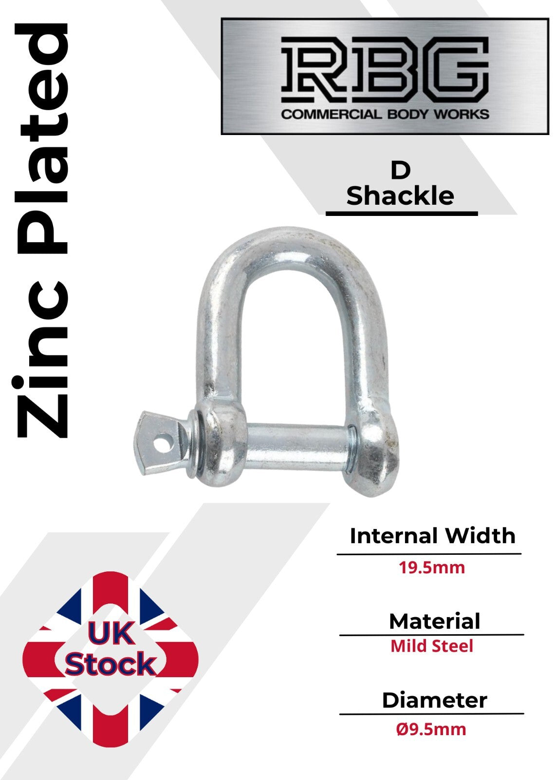 D Shackle Heavy Duty Hex Flush Pin Dee Shackle 19.5mm - 26mm Load Securing