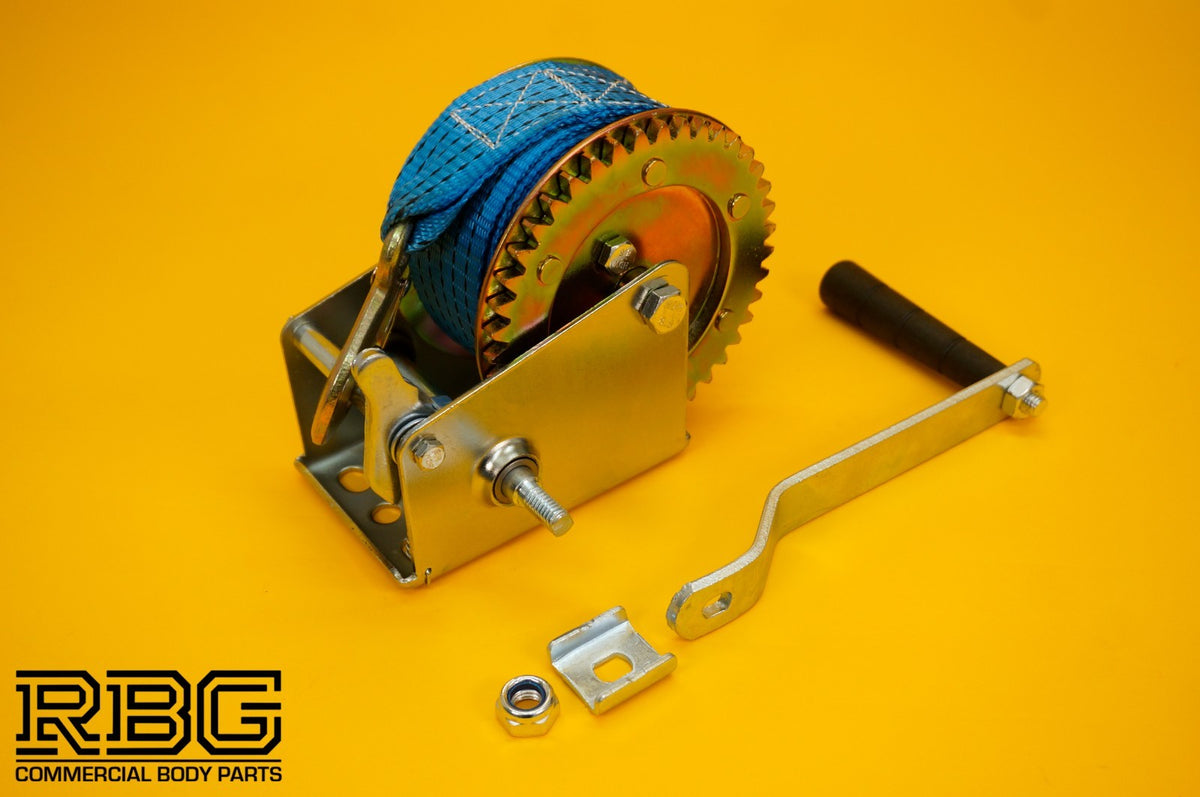 Manual Hand Winch 1200lb + Strap 7m & Hook Trailer Caravan Boat Recovery Marine