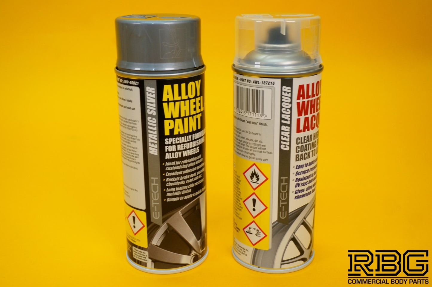Alloy Wheel Paint METALLIC SILVER + Clear Lacquer Spray Car Refurbishment Kit