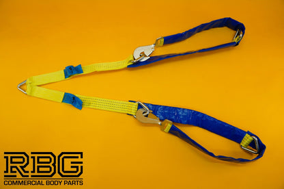 Winching Assistance Strap 1.5m x 50mm + 4x Recovery Ratchet Strap 4m x 50mm 5Ton