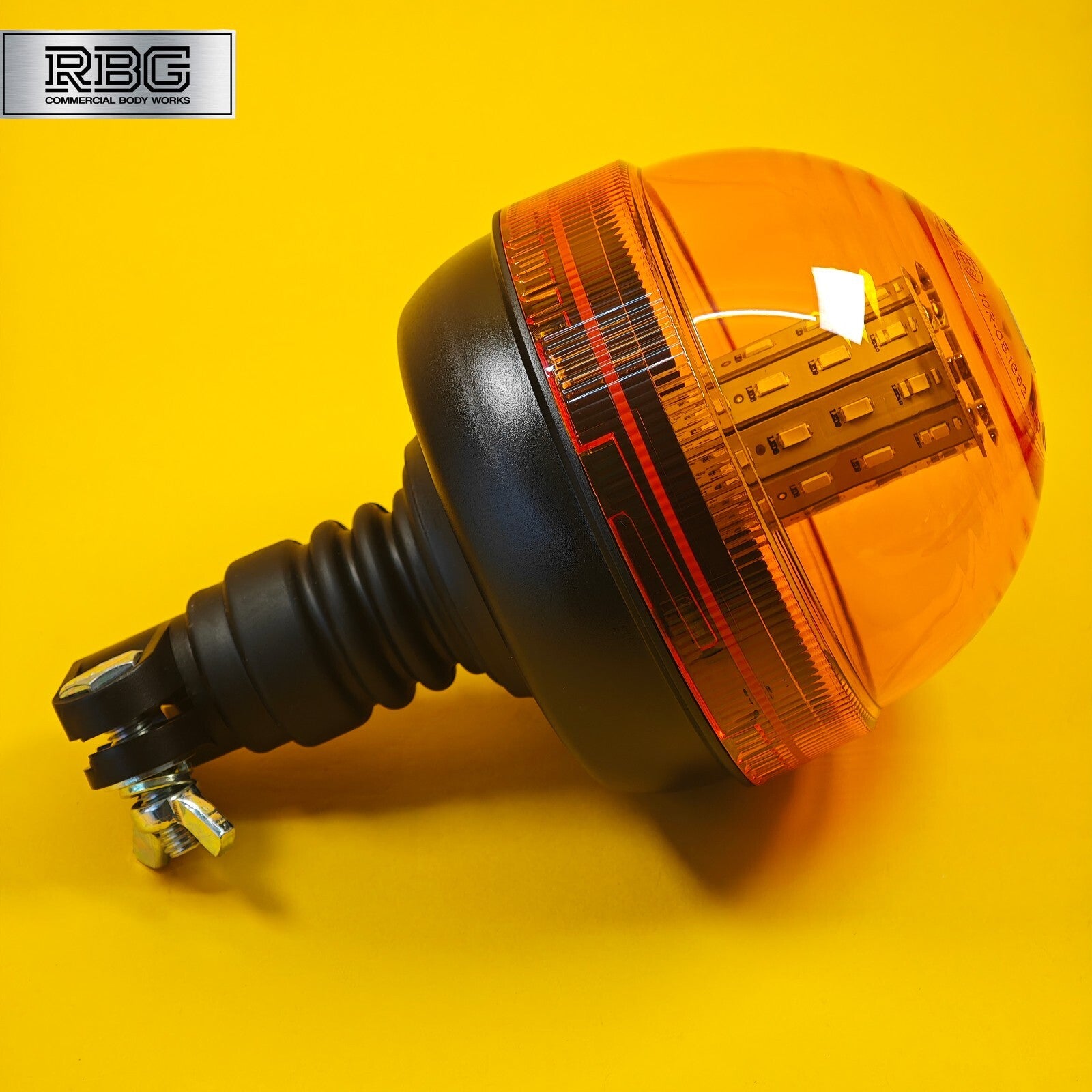 Warning Beacon Light Amber Flexi Din 40 LED Flashing Pole Mount Rotating 12/24V