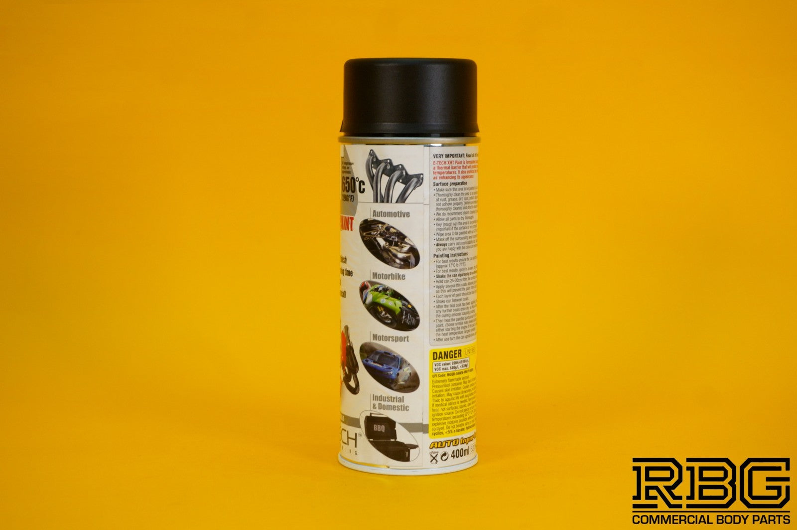 Extremely High Temperature Paint BLACK 400ml E-TECH XHT for Car Engine Exhaust