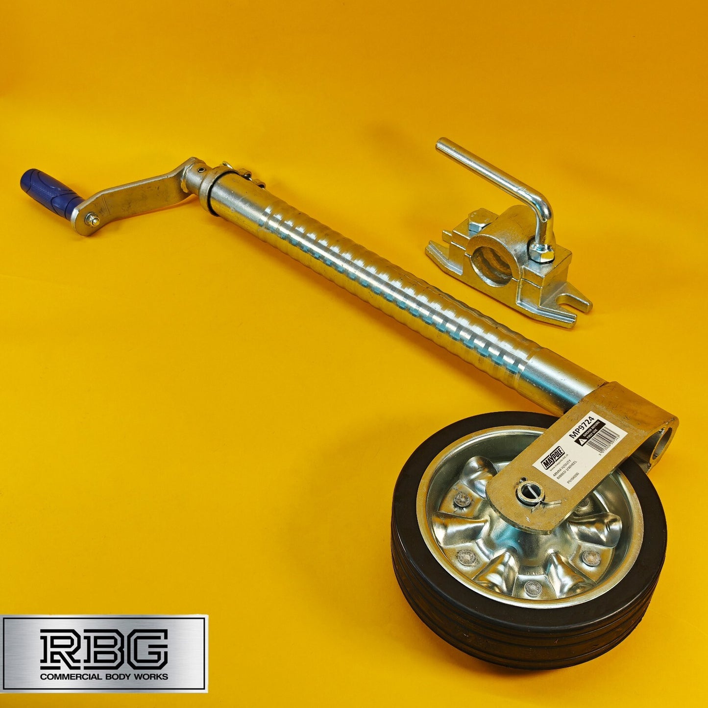 48mm Jockey Wheel + Clamp Ribbed Heavy Duty Serrated 500kg Trailer Caravan UK