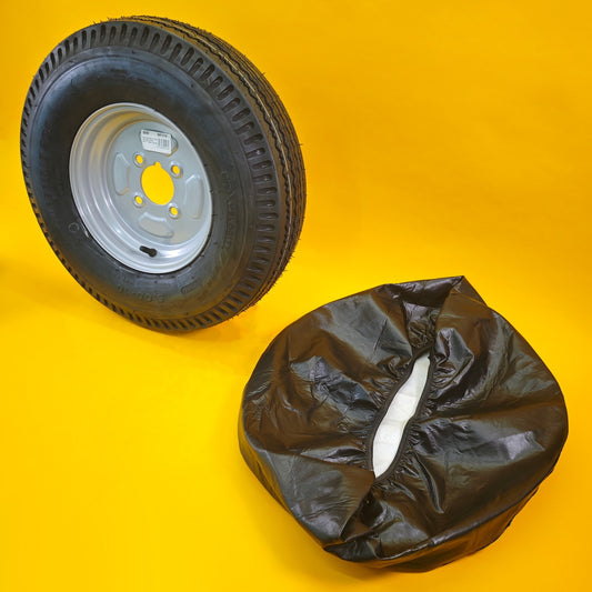 Wheel & Tyre + Cover 500x10 Inch for Trailers 4 Ply 4 Studs 4″ PCD Diameter 10″
