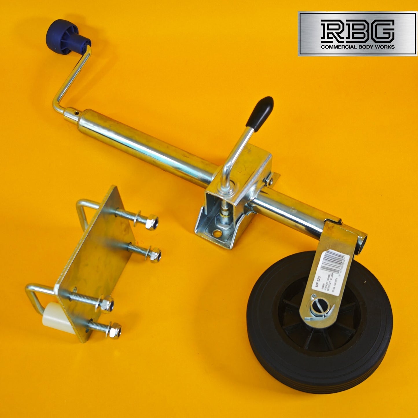 34mm Jockey Wheel + Clamp + Fixing Kit For Trailer / Caravan 75Kg 560mm-810mm UK