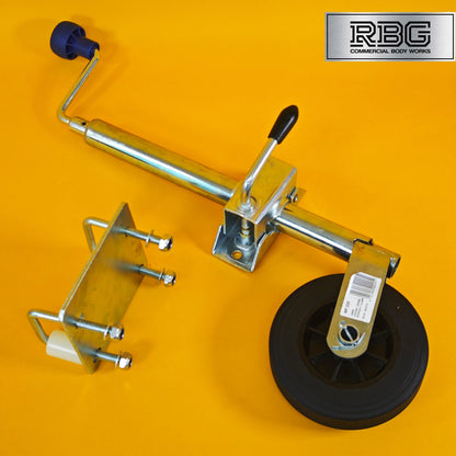 34mm Jockey Wheel + Clamp + Fixing Kit For Trailer / Caravan 75Kg 560mm-810mm UK