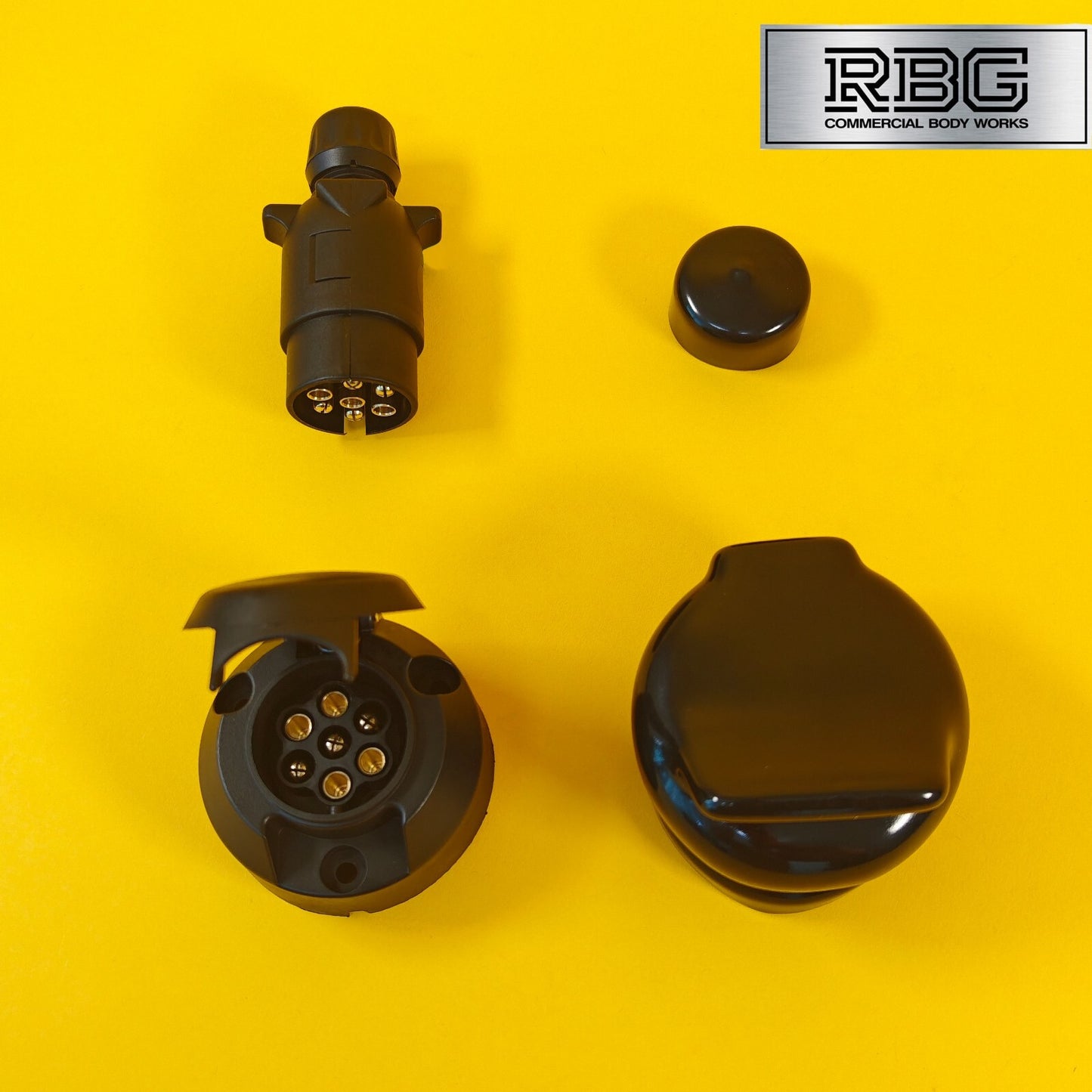 7 Pin Socket & Plug + PVC Socket & Plug Covers SET 12N Type For Trailer Towing