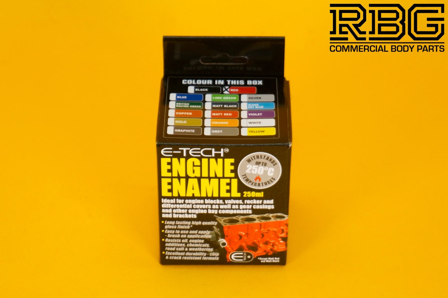 Engine Enamel Paint RED Gloss E-TECH 250ml Heat Resistant Car Vehicle Motorbike