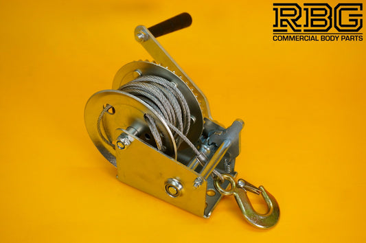 Manual Hand Winch 1200lb + Steel Rope 8m & Hook for Trailer Caravan Boat Marine