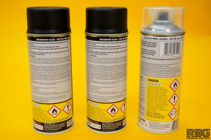 2x Alloy Wheel Paint MOTORSPORT BLACK + 1x Clear Lacquer Spray Refurbishment Kit