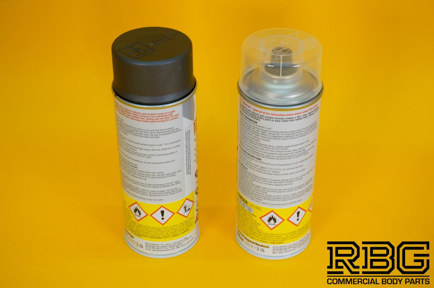 Extremely High Temperature Paint GRAPHITE + CLEAR COAT LACQUER 400ml E-TECH XHT