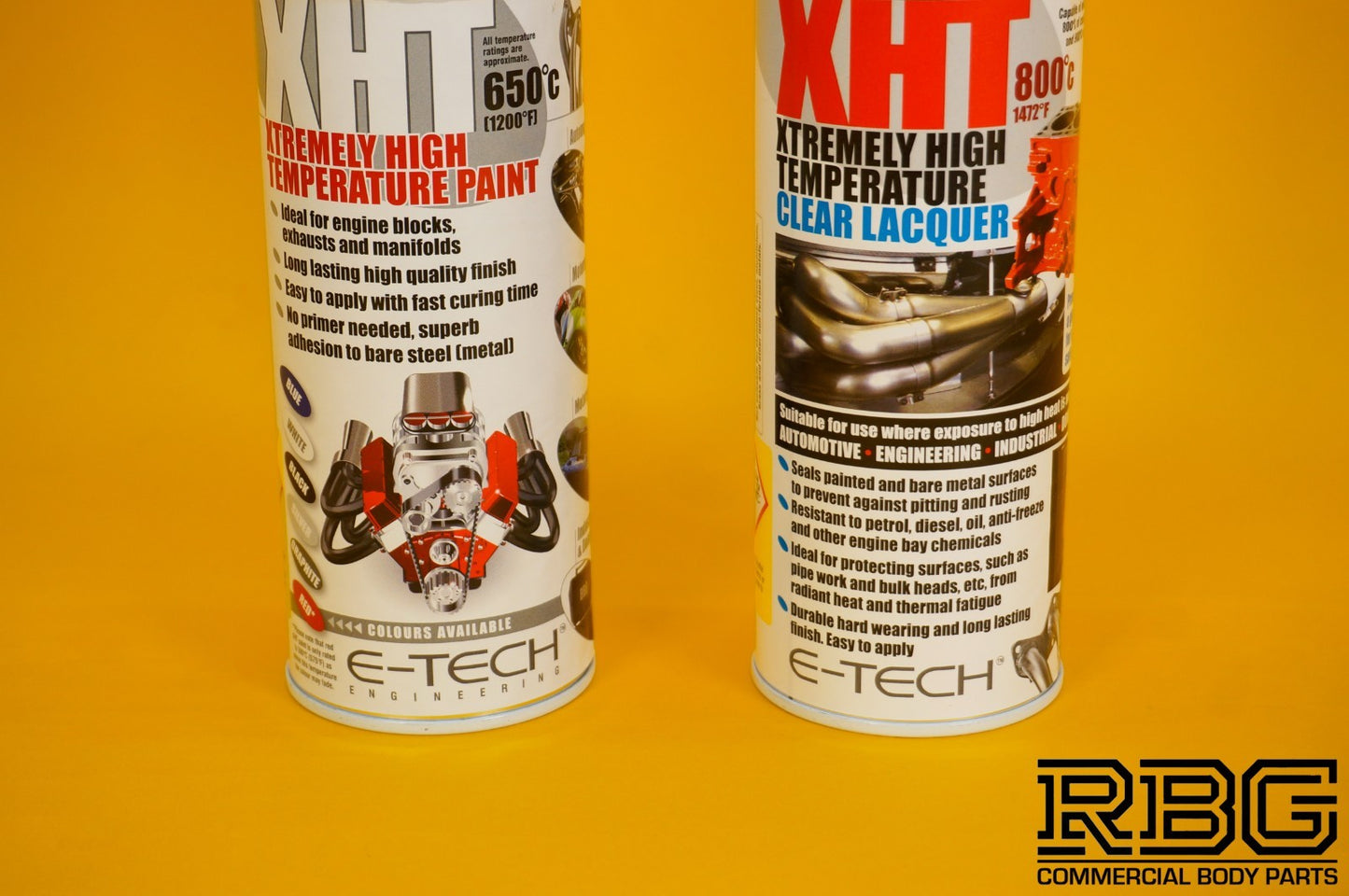 Extremely High Temperature Paint SILVER + CLEAR COAT LACQUER 400ml E-TECH XHT UK