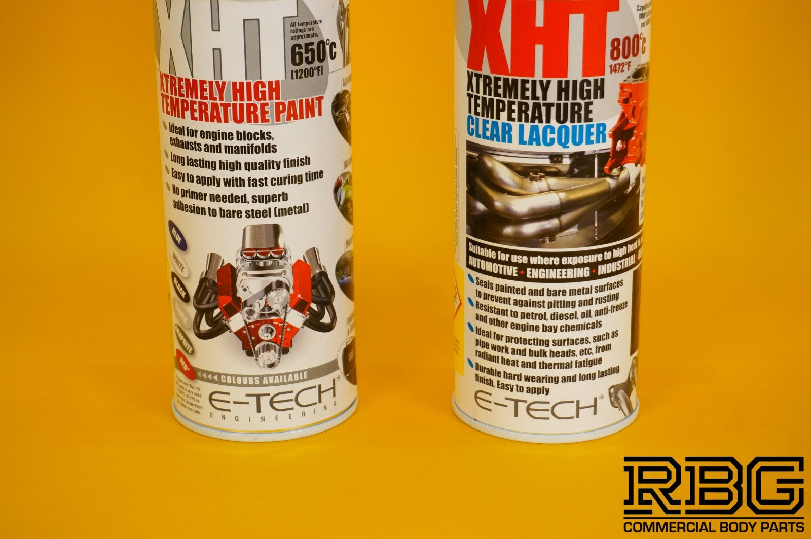 Extremely High Temperature Paint SILVER + CLEAR COAT LACQUER 400ml E-TECH XHT UK