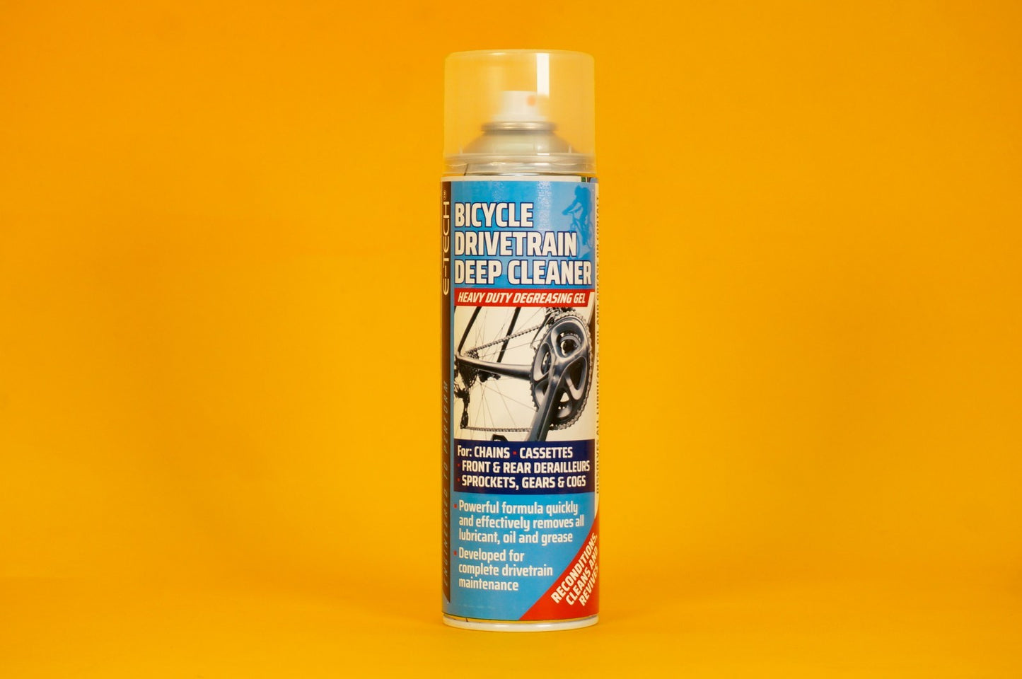 Bicycle Chain Drivetrain Cleaner E-TECH 500ml Bike Deep Fast-Acting Gel Cleaner